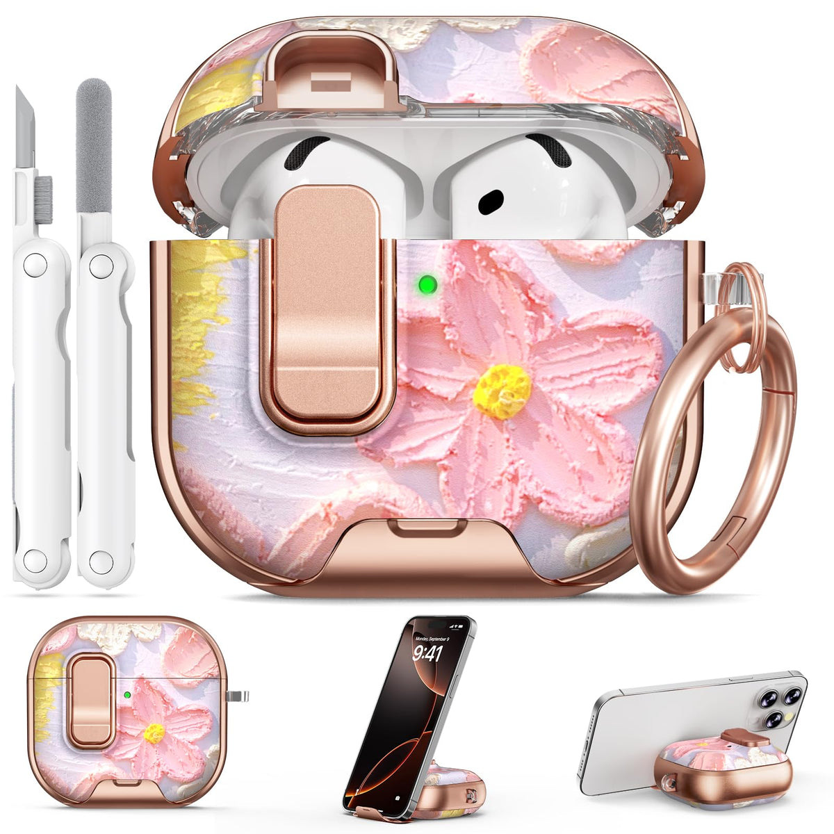 for AirPods Pro 2nd/1st Case (2023-2019)-Purple Bell Flower