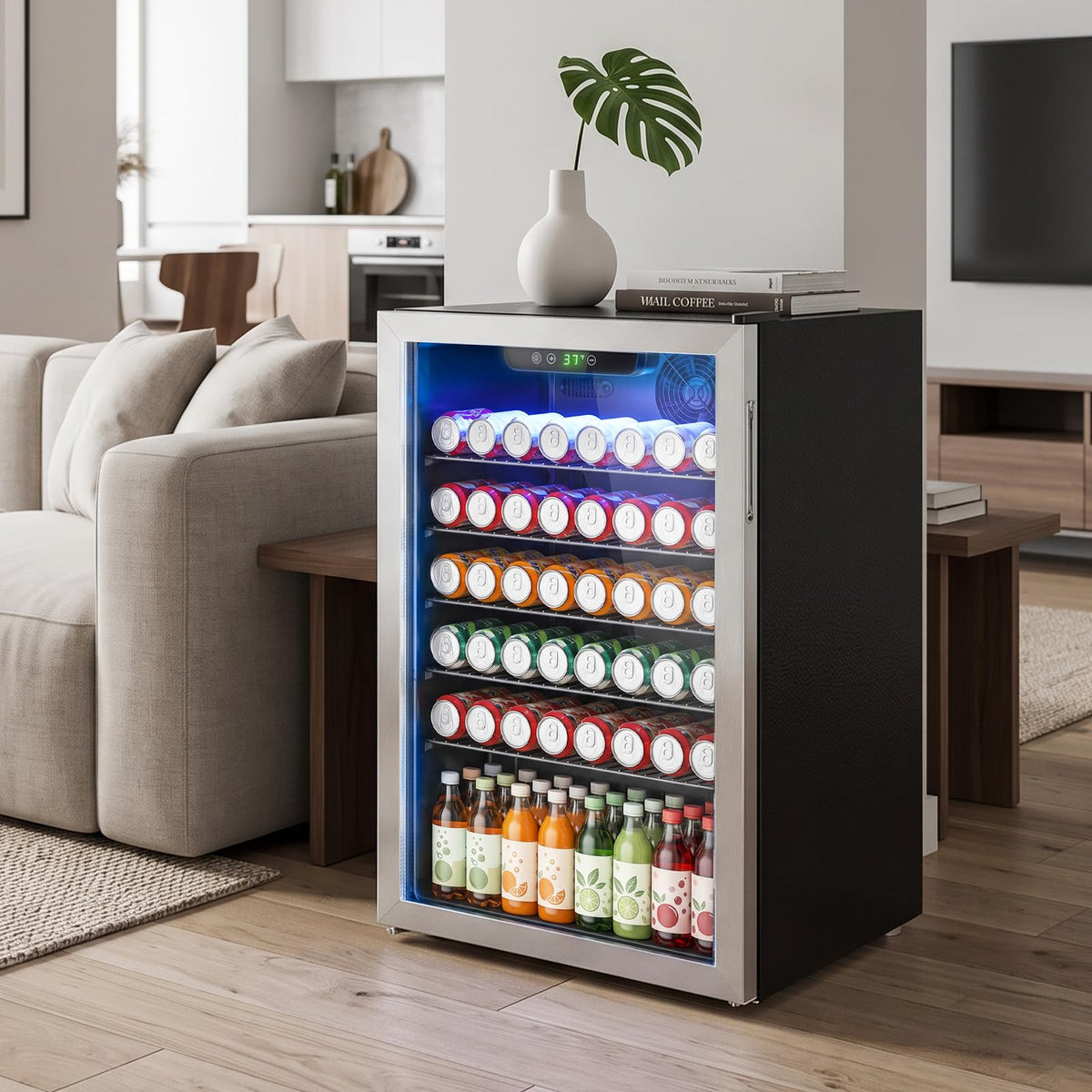 DOGHLY 0.95 Cu.Ft Mini Fridge Mirror Door for Beverages & Skincare, 24 Cans