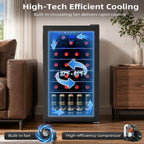 Antarctic Star 12 Bottle 48 Can Beverage Refrigerator Cooler - Mini Fridge Glass Door for Beer Soda Drinks or Wine,Freestanding Beverage Fridge for Home and Bar with Adjustable Shelving, 1.3 Cu. Ft.