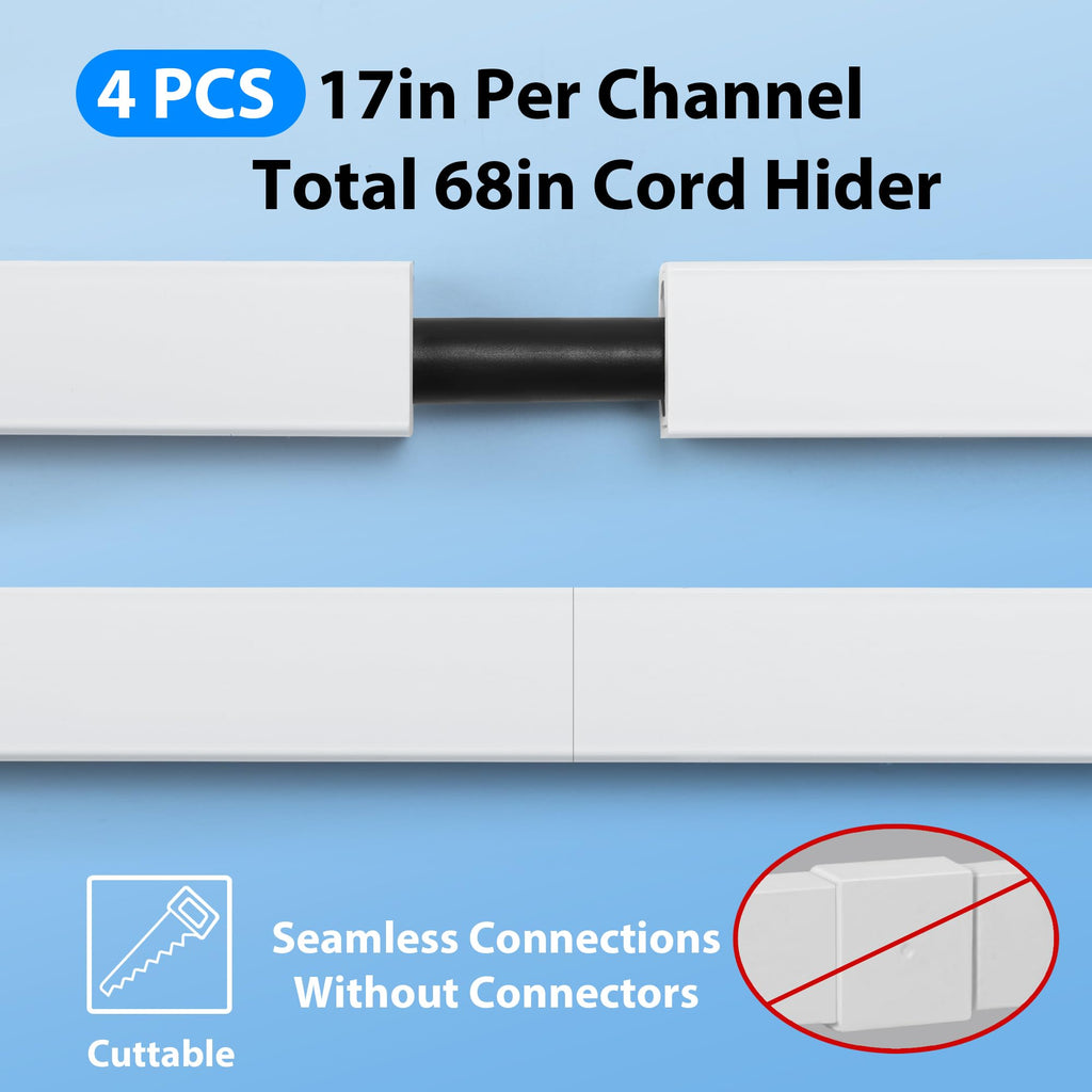 ZhiYo 43" Cord Covers for Wires on Wall, Beige Cord Hider, 0.7" W x 0.4" H