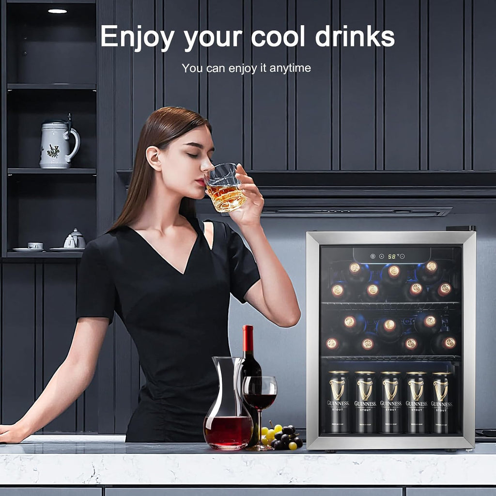 Antarctic Star Beverage Refrigerator Cooler 68 Can, Mini Fridge with Glass Door for Beer Drinks Wine,Freestanding Small Fridge with Electronic Temperature Control for Home and Bar,1.7 cu.ft