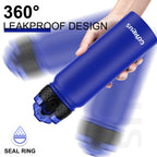 GOPPUS 600ml/20oz Stainless Water Bottle with Straw Double Wall Insulated Bottles with Strap One Hand Open Vacuum Thermal Flask with Flip Top Lid Leakproof Keep Cold Drinks BPA Free