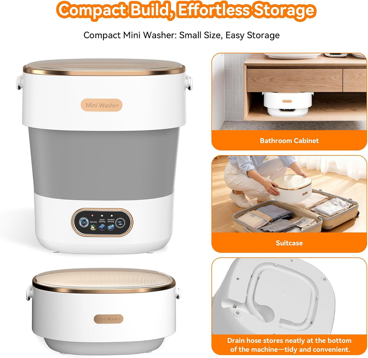 JUJOJB Portable Washing Machine, Folding 20L Mini Washer and Spin-Dryer