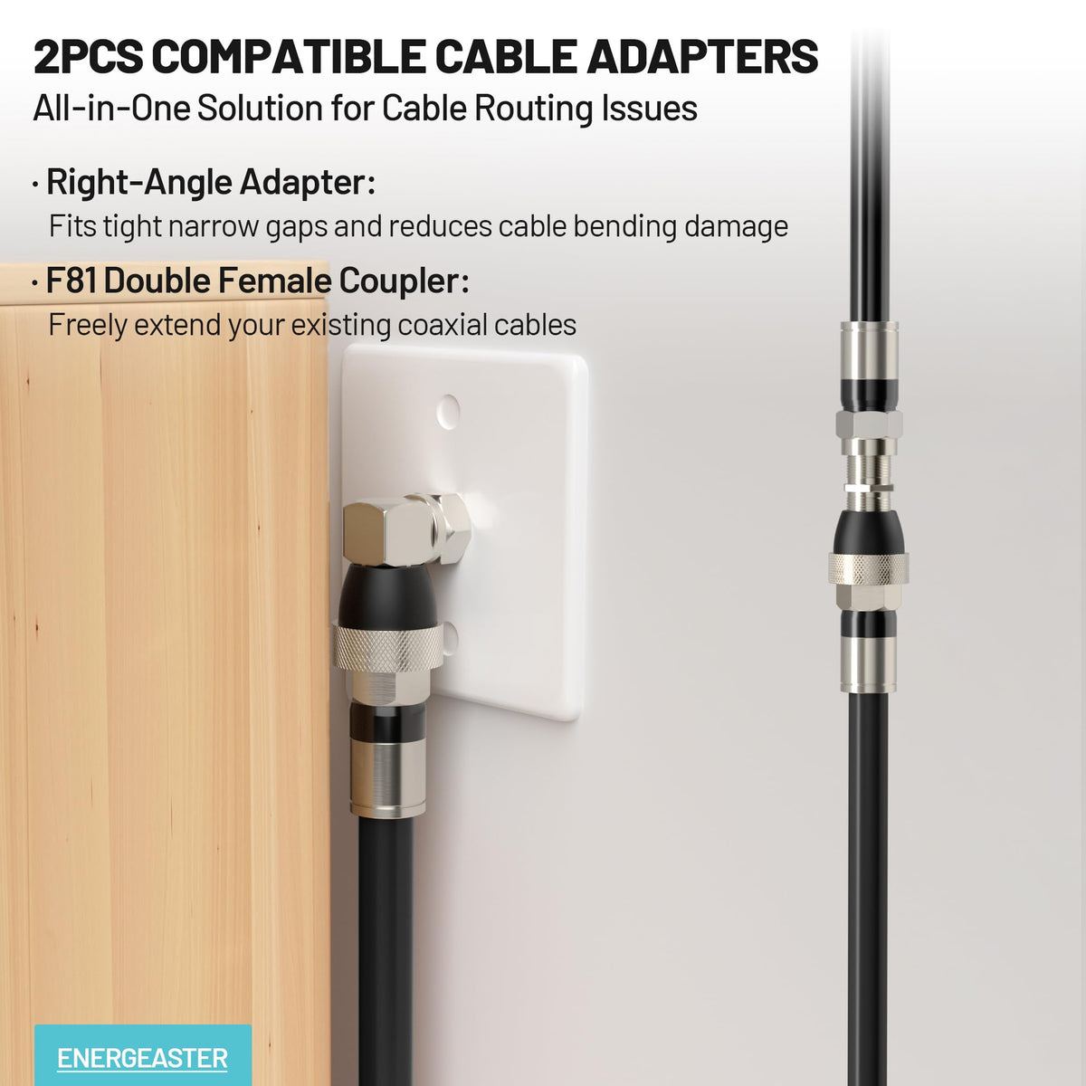 energeaster 10FT RG6 Coaxial Cable with Waterproof Rubber Boot, Black