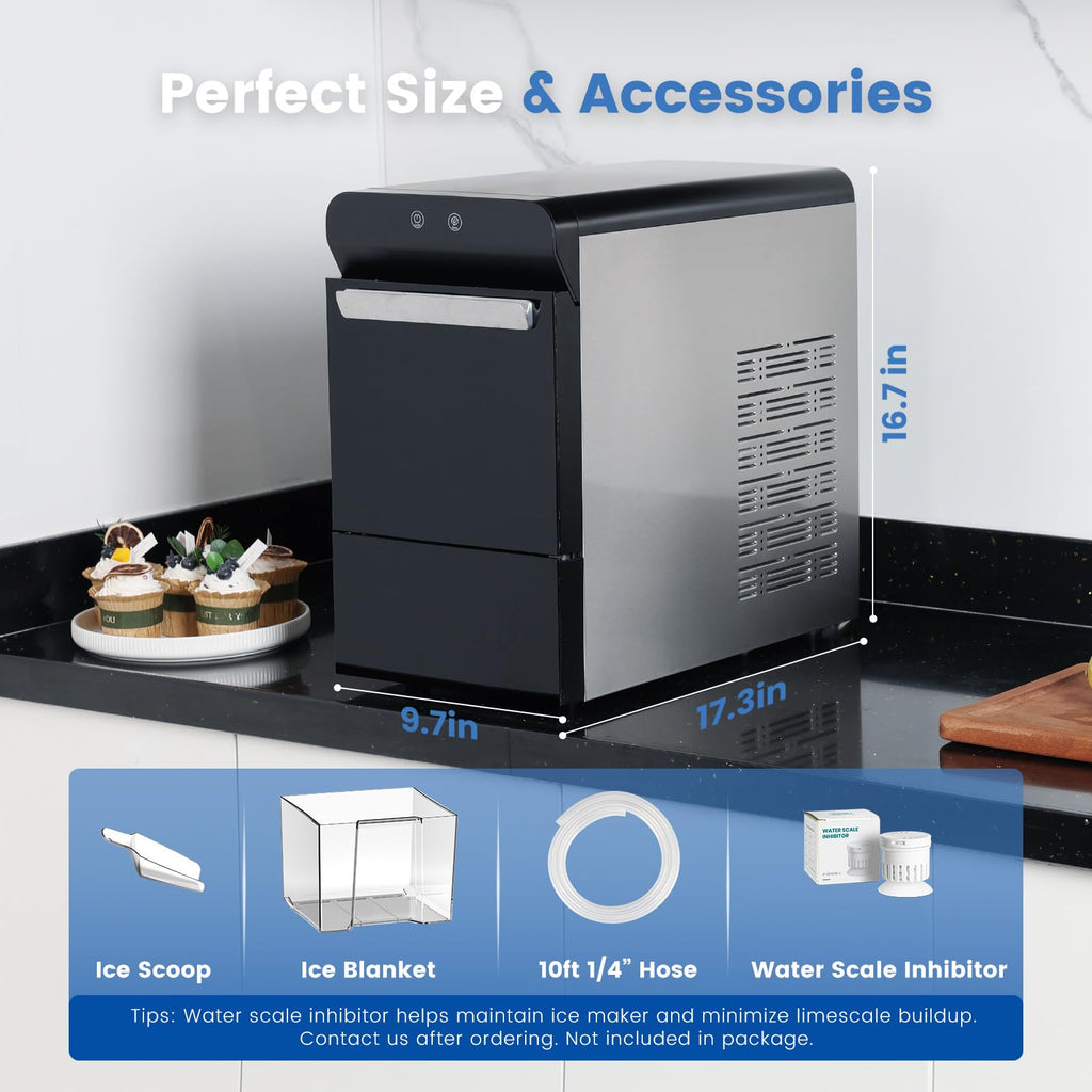 Gevi V2.0 Nugget Ice Maker for Home Kitchen Office,38lbs/24H,Black