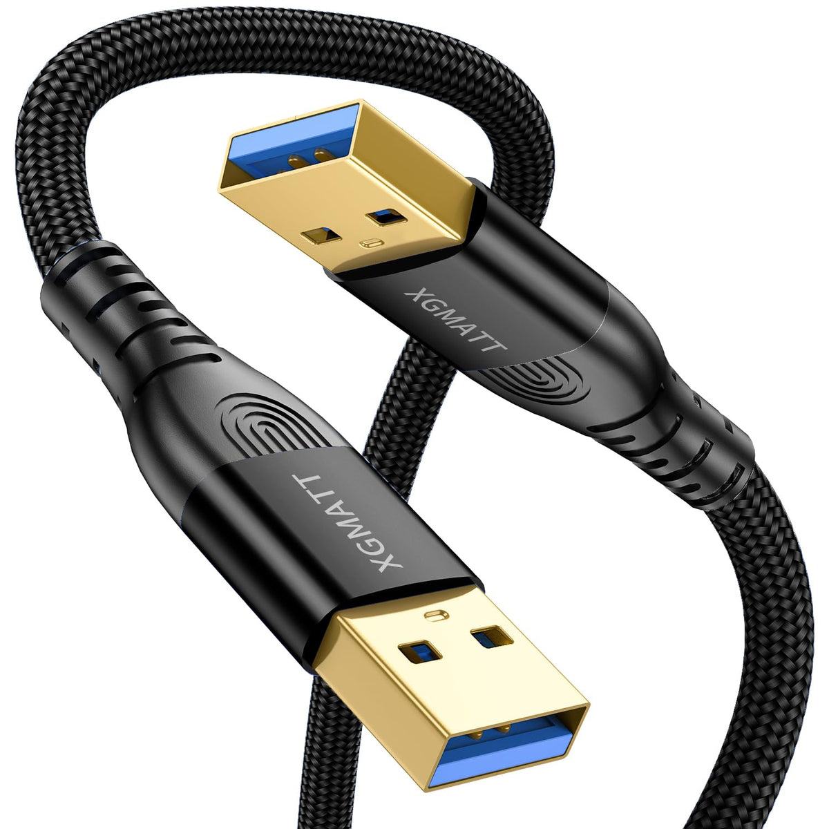 USB 3.0 Cable 1M,5Gbps High Speed Transfer USB to USB Cable USB 3.0 A to A Data Cable Braided Compatible with External Hard Drive/Laptop Cooling Pad/Docking Station/PC/TV/DVD/Printer,Grey
