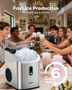 Silonn Nugget Ice Maker Countertop, Pellet Ice Machine with Self-Cleaning Function, Sonic Ice Maker Produces 36lbs of Chewable Ice in 24 Hours, Ideal for Home Kitchen and Office (Stainless Steel)