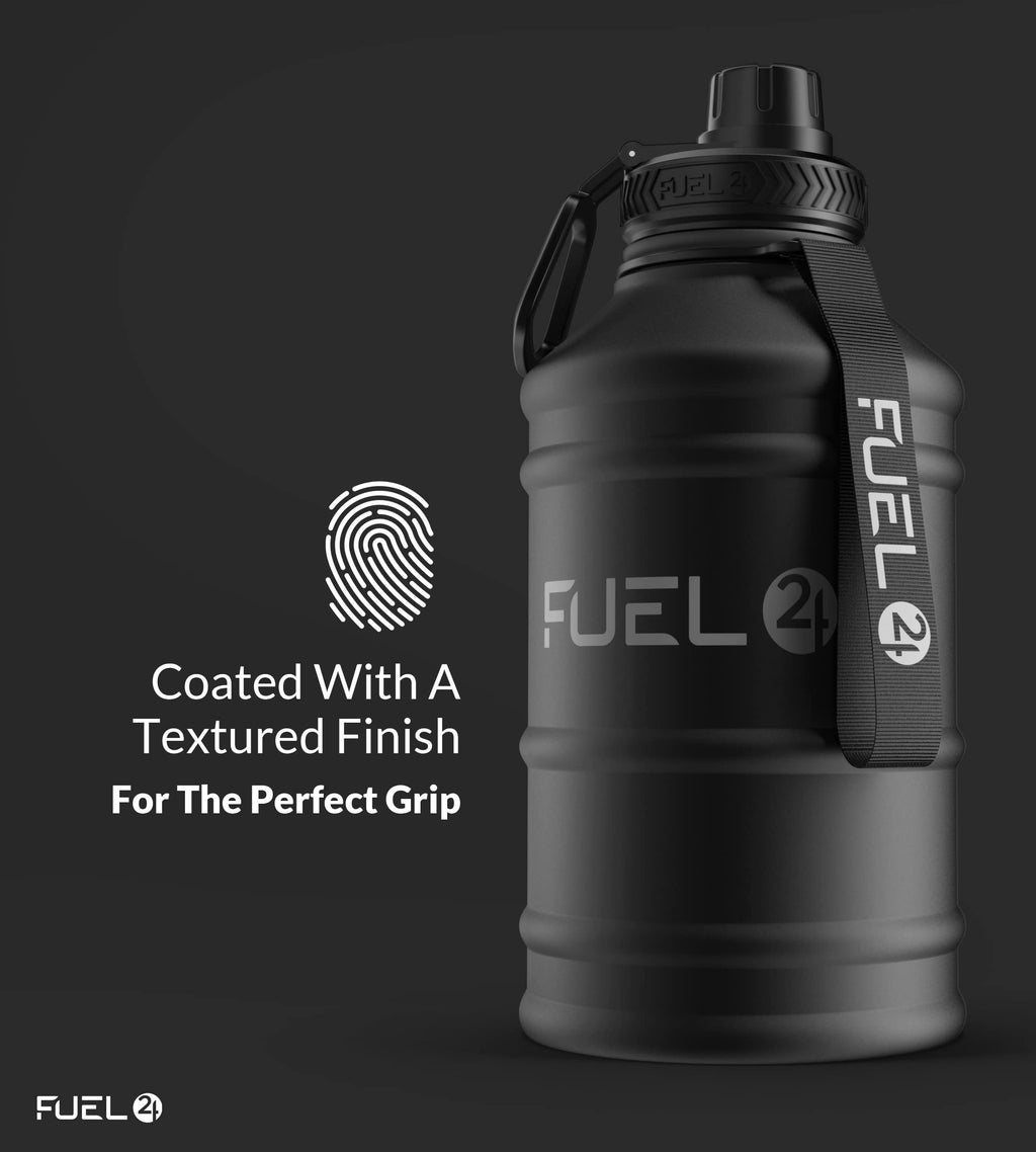 Fuel24 Stainless Steel Jug - 1.3 or 2.2 Litre Water Bottle - Extra Strong, BPA Free, Leak Proof - Large Gym Sports Bottle, 1.3L, 2.2L, Metal Bottle - Colour Options