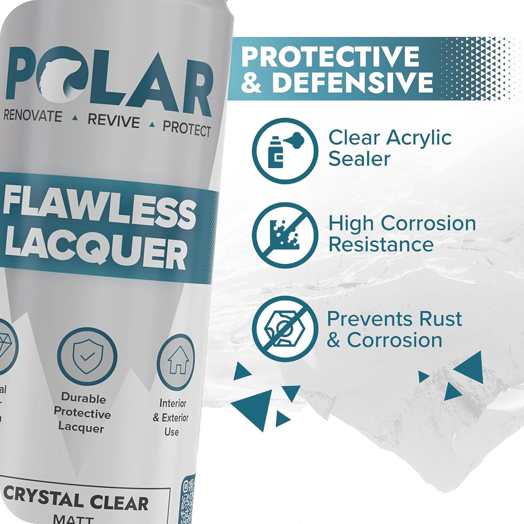 Polar Flawless Lacquer Spray - Clear Coat Spray Paint - Matt - 2x400ml