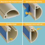 D-Line 157in Cord Cover Kit, Self-Adhesive Wire Hiders, Paintable Cable Raceway to Hide Wires on Wall, Electrical Cable Management - 10x 15.7 Lengths & 19 Accessories - 1.18" (W) x 0.59" (H) - Beige