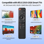 Rechargeable TV Remote for Samsung Smart TVs, Replacement for All 2019-2026 Samsung TV Remote Control with Voice Control. USB-C Fast Charging. Solar Charging. 2-Year Warranty.