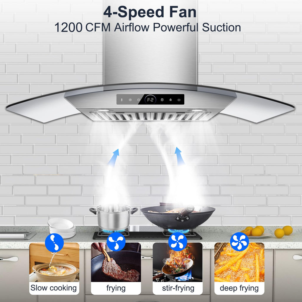 42 inch Range Hood Under Cabinet 1200 CFM Stainless Steel Stove Vent Hoods