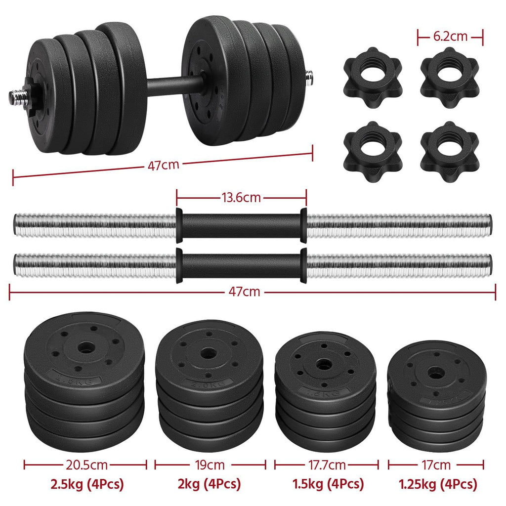 Yaheetech 30KG/25KG/20KG/15KG Adjustable Dumbbells Weight Set for Men/Women