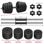 Yaheetech 30KG/25KG/20KG/15KG Adjustable Dumbbells Weight Set for Men/Women