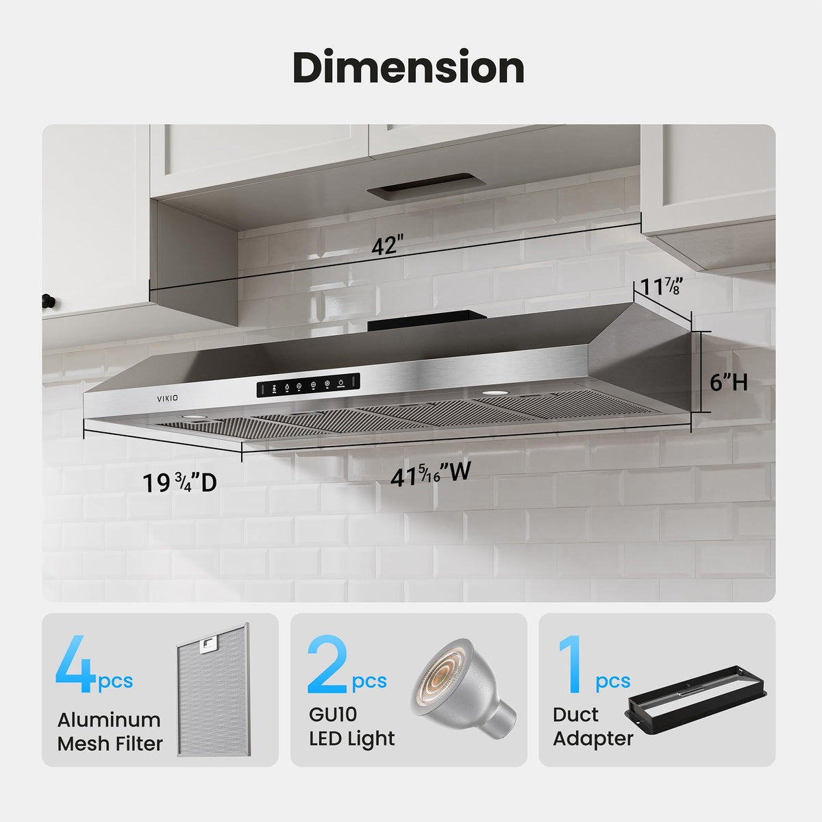 VIKIO HOME 30 Inch Under Cabinet Range Hood 900 CFM Dual Motor Power