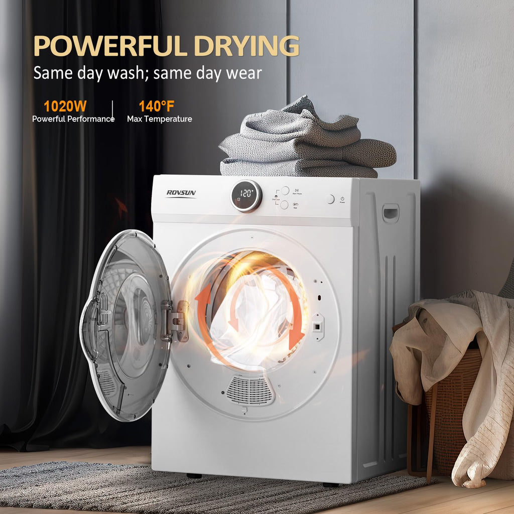 ROVSUN 25LBS Full-Automatic Washing Machine and 3.5CuFt Portable Clothes Dryer Set, Compact Laundry Washer and Dryer Combo Set with Stainless Steel Inner Tub, for Apartment, Dorms, Home