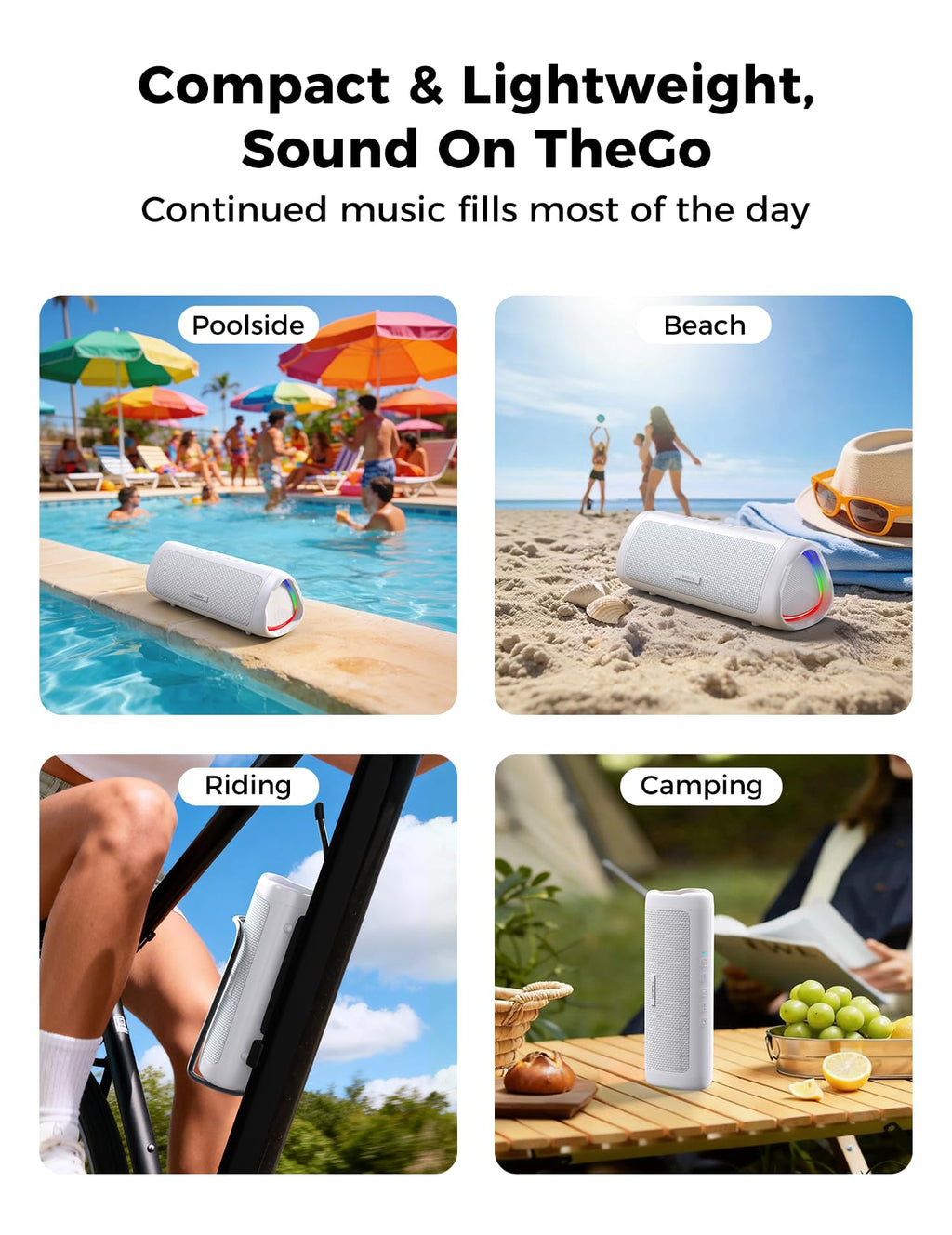 Bluetooth Speaker, 20W HD Sound, Portable Wireless, IPX5 Waterproof, Up to 24H Playtime, TWS Pairing, for Home/Party/Outdoor/Camping/Beach Essentials, Electronic Gadgets, Birthday Gift (Teal)