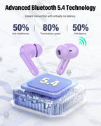 Wireless Earbuds, Bluetooth 5.4 Headphones Bass Stereo/Clear Calls, White