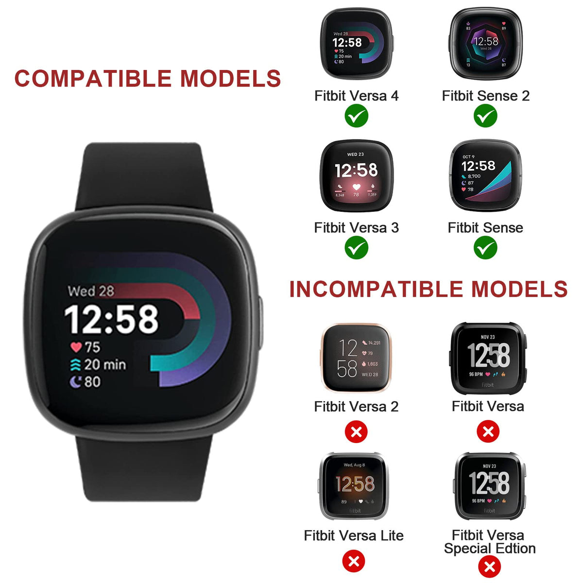 AK Straps for Fitbit Sense 2/Fitbit Sense/Fitbit Versa 4/Fitbit Versa 3 Straps for Women Men,Silicone Sport Classic Soft Replacement Straps Compatible with Fitbit Versa 3/Versa 4/Sense/Sense 2