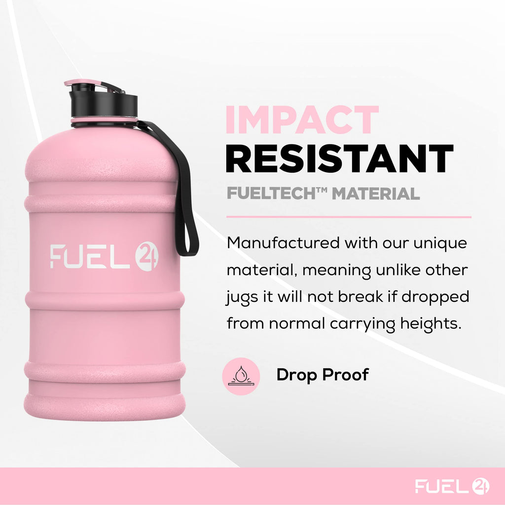 Fuel24 Jug - 2.2 Litre Water Bottle - Extra Strong Flex Material - Drop Proof, Pop or Straw Cap Options - 2.2L Large Gym Sports Bottle, BPA FREE