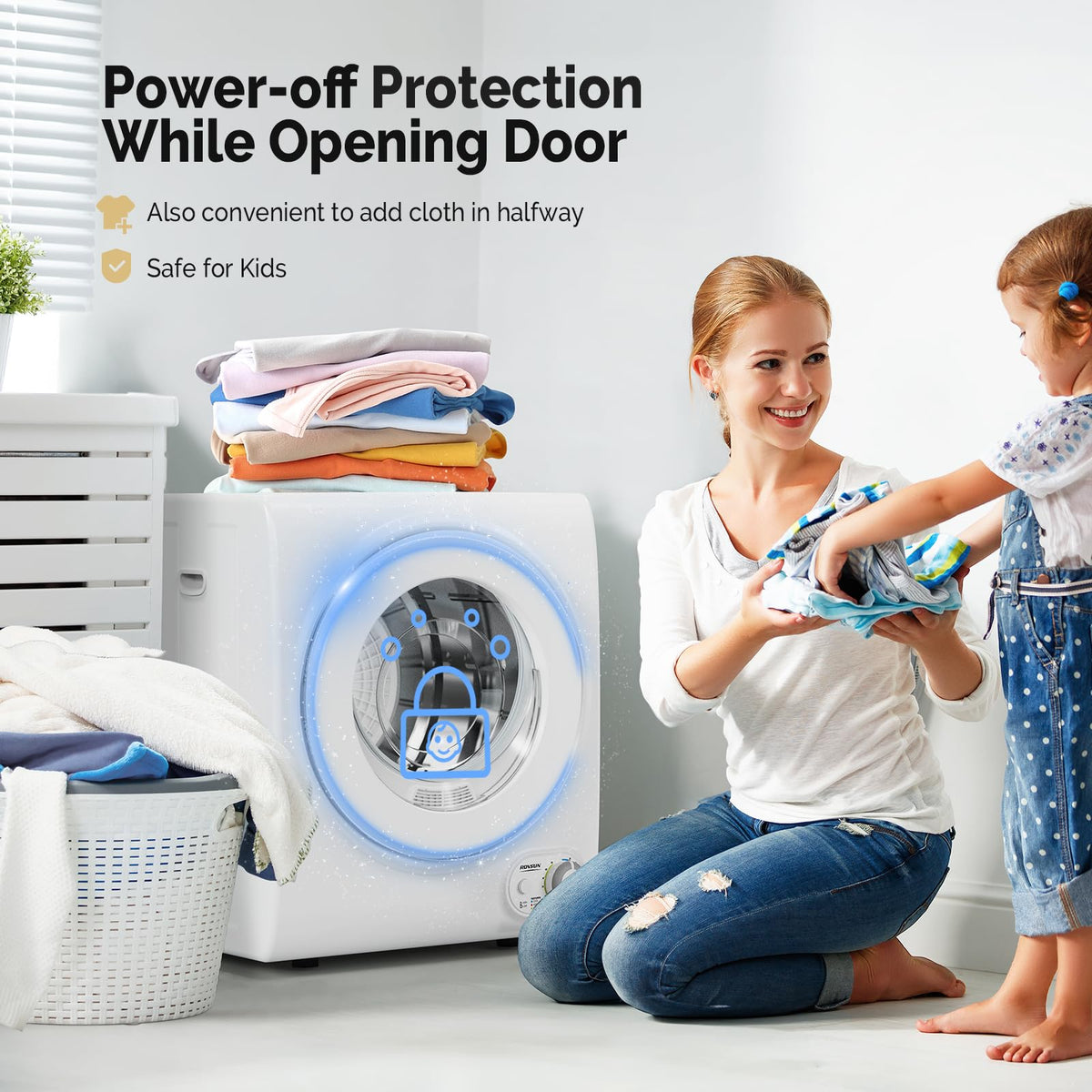 ROVSUN 25LBS Full-Automatic Washing Machine and 3.5CuFt Portable Clothes Dryer Set, Compact Laundry Washer and Dryer Combo Set with Stainless Steel Inner Tub, for Apartment, Dorms, Home