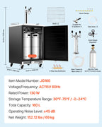 VEVOR Beer Kegerator, Single Tap Commercial Draft Beer Dispenser for D system, Full Size Keg Refrigerator with 5lbs CO2 Tank, Hold 2 Sixth / 2 Ball lock keg, Black