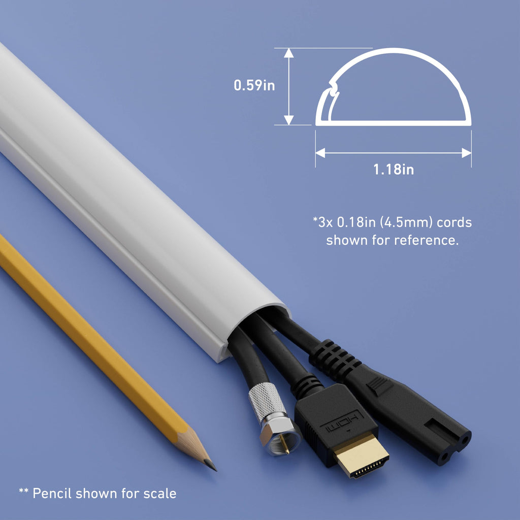 D-Line 157in Cord Cover Kit, Self-Adhesive Wire Hiders, Paintable Cable Raceway to Hide Wires on Wall, Electrical Cable Management - 10x 15.7 Lengths & 19 Accessories - 1.18" (W) x 0.59" (H) - Beige