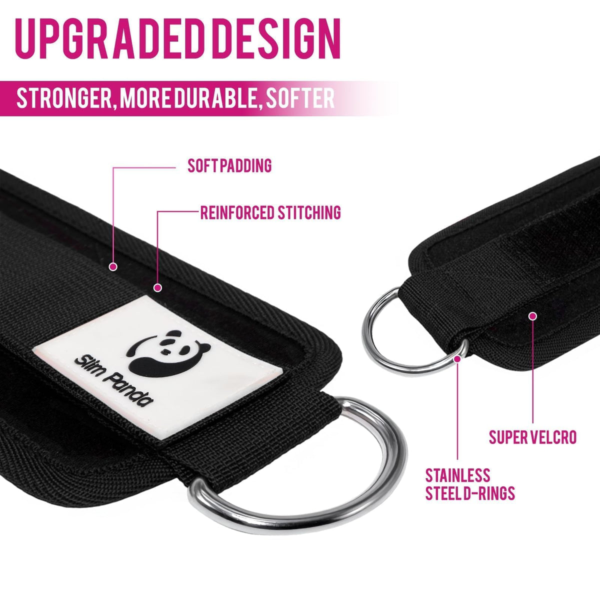 Slim Panda Ankle Straps for Cable Machines, Cable Kickback Ankle Cuffs