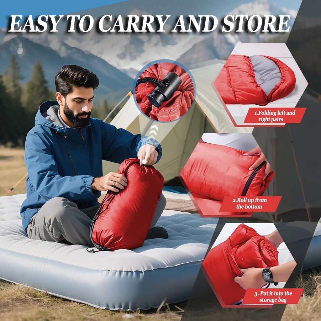 Sleeping Bag for Camping,Sleeping Bags for Adults Backpacking Waterproof,3 Seasons Adult Blanket,Small Packed Ultralight Carry Bag, Soft,Thick and Warm,for Outdoor Camping,Travel,Hiking