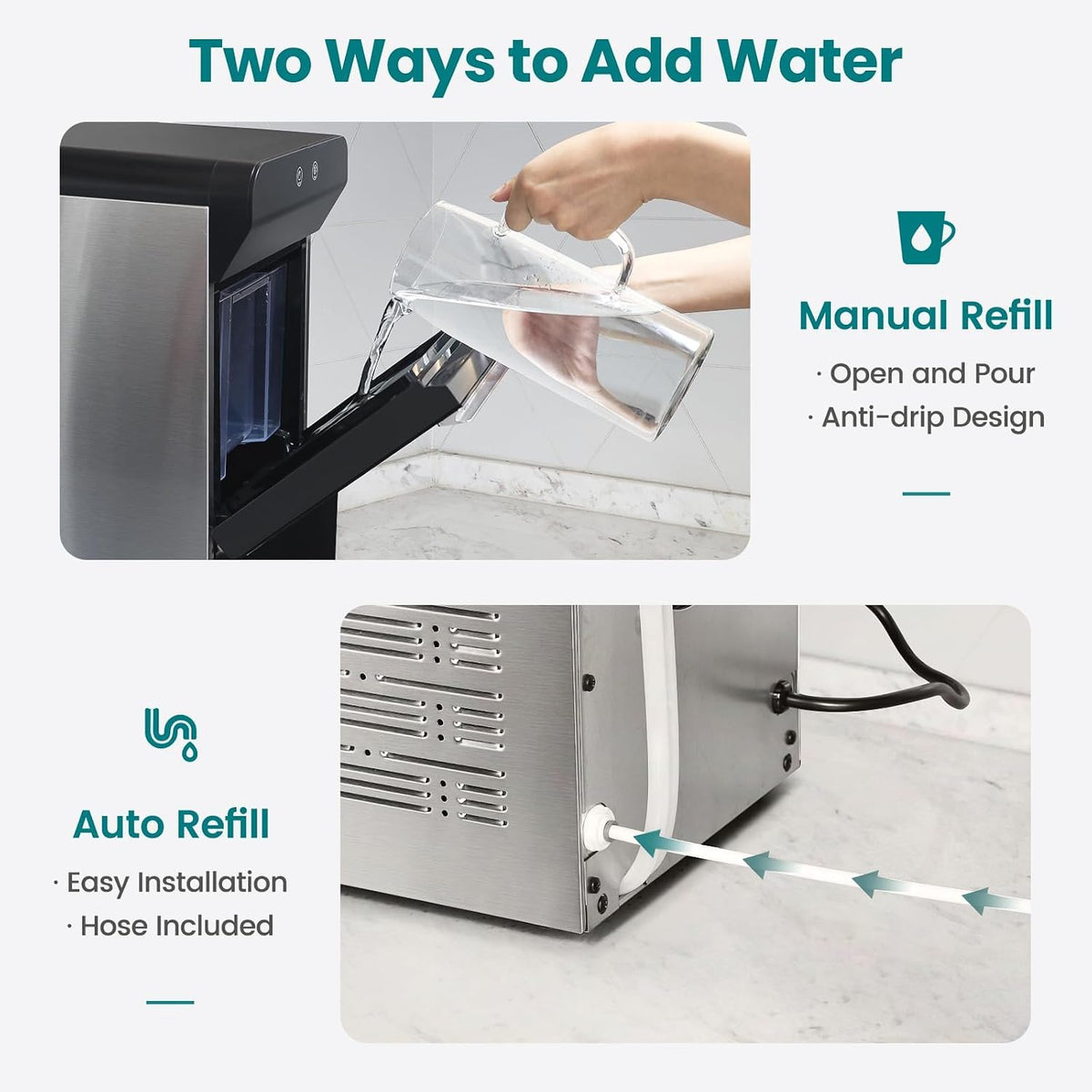 Gevi V2.0 Nugget Ice Maker Countertop,38lbs/Day,Black
