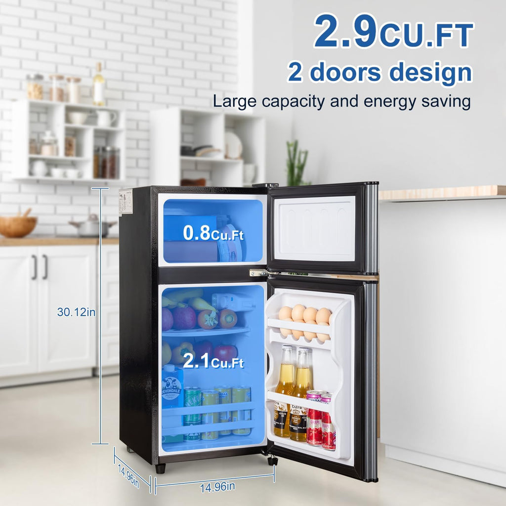 3.2 Cu.Ft Mini Fridge with Freezer, 7-Level Cooling Small Refrigerator