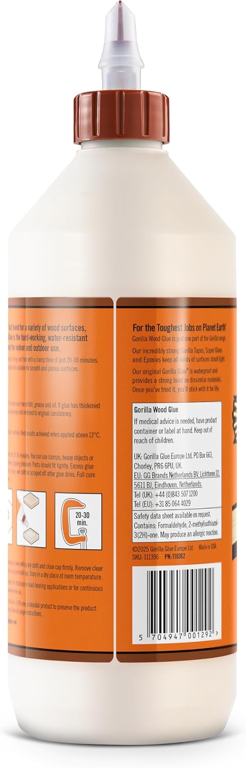 Gorilla 5044361 Wood Glue 1L (4 Pack)
