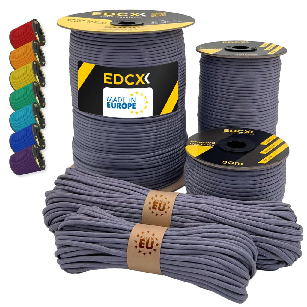 Paracord 550 4mm, 35+ Solid Colors (10m, 15m, 30m, 50m, 100m, 300m)