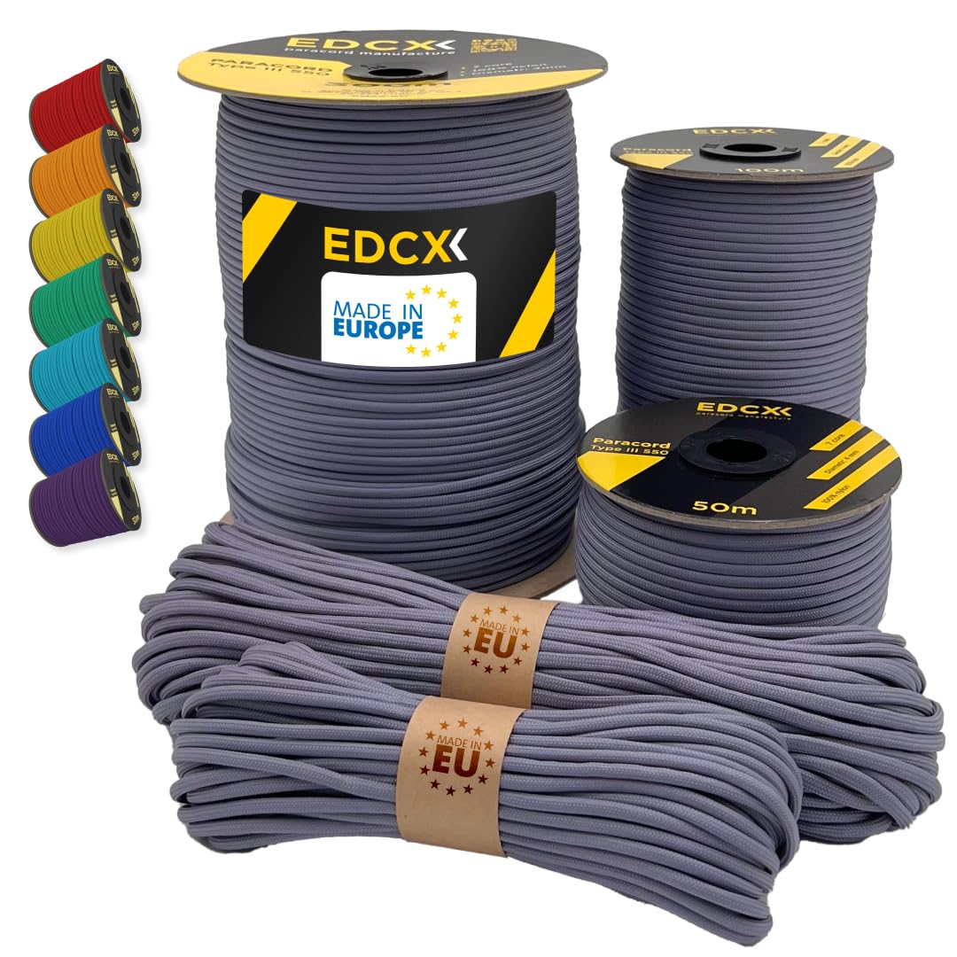 Paracord 550 4mm, 35+ Solid Colors (10m, 15m, 30m, 50m, 100m, 300m)