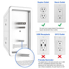 Multi Plug Wall Outlet Night Light, POWRUI 6 Outlet Extender & 3 USB Ports