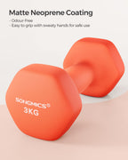 SONGMICS Hex Neoprene Dumbbells, 1/2/3/4/5KG Pair Weights for Fitness Training