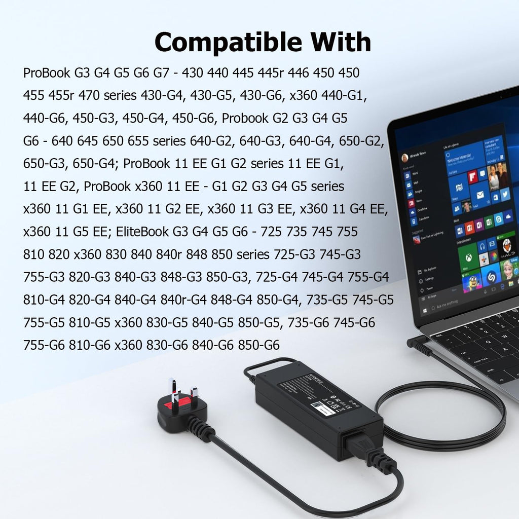 65W USB C Laptop Charger Compatible with HP Spectre Elitebook Chromebook