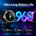 Blackview Military Smart Watch for Men (Answer/Make Calls), 1.45" Fitness Tracker with 100-Day Battery/Flashlight/Compass/Heart Rate/SpO2/Sleep, 150+ Sports IP68 Waterproof Smartwatch for iOS Android