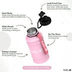 Fuel24 Stainless Steel Jug - 1.3 or 2.2 Litre Water Bottle - Extra Strong, BPA Free, Leak Proof - Large Gym Sports Bottle, 1.3L, 2.2L, Metal Bottle - Colour Options