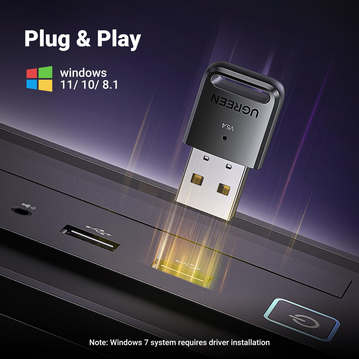 UGREEN Bluetooth 5.4 Adapter, USB Bluetooth Dongle for PC, Plug & Play