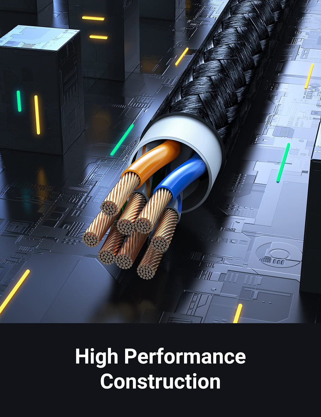 UGREEN Ethernet Cable 2M, High-Speed Gigabit Cat 6 Network Cable Braided