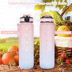 EYQ 1L Water Bottle, 1 Litre Water Bottle with Straw, 32oz Leak-Proof Motivational Sports Drinks Bottle with Time Marker, Tritan BPA-Free, Drinking Waterbottles for Gym Outdoor Sports