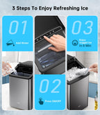 WIE Nugget Ice Maker Countertop, Sonic-Style Chewable Nugget Ice, 40lbs/Day, Fast Ice Making, Quiet Operation, Self-Cleaning Ice Maker Machine, Compact Ice Machine for Home Kitchen Party