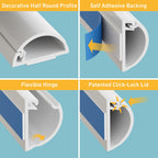D-Line 157in Cord Cover Kit, Self-Adhesive Wire Hiders, Paintable Cable Raceway to Hide Wires on Wall, Electrical Cable Management - 10x 15.7 Lengths & 19 Accessories - 1.18" (W) x 0.59" (H) - Beige