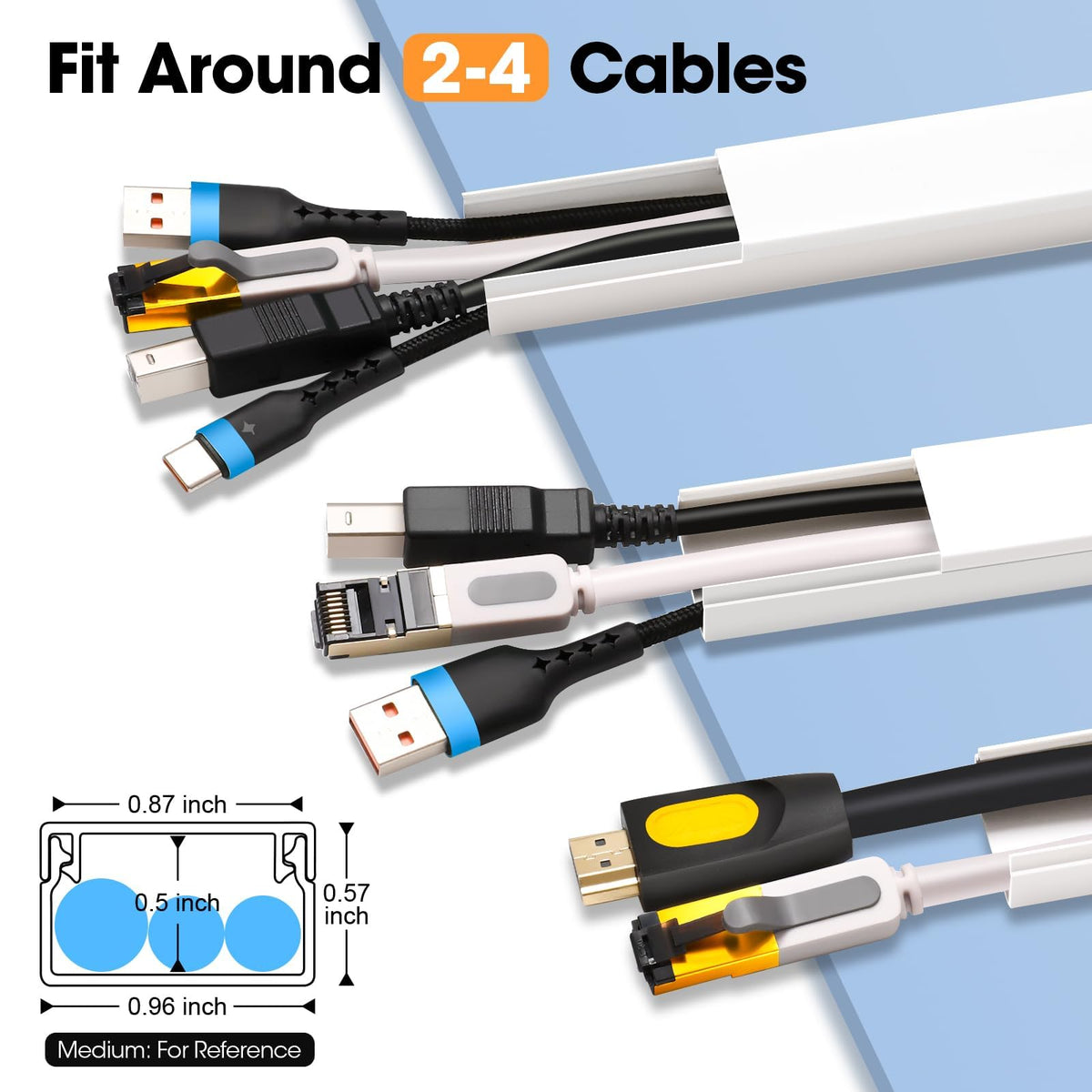 1260in Cord Hider Kit, Cord Covers for Wires on Wall, Paintable Cable Raceway, Cord Hider for Wall Mount tv, tv Cable Hider Wall kit, Wire Covers for Cords, 80X L15.75 X W0.96in X H0.57in, White