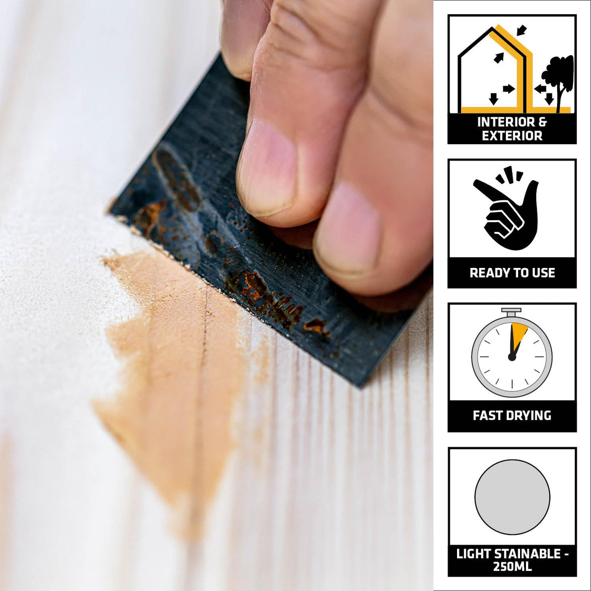 Everbuild Multipurpose Wood Filler – Suitable for Indoor and Outdoor Use – Sandable – Light Stainable – 250ml