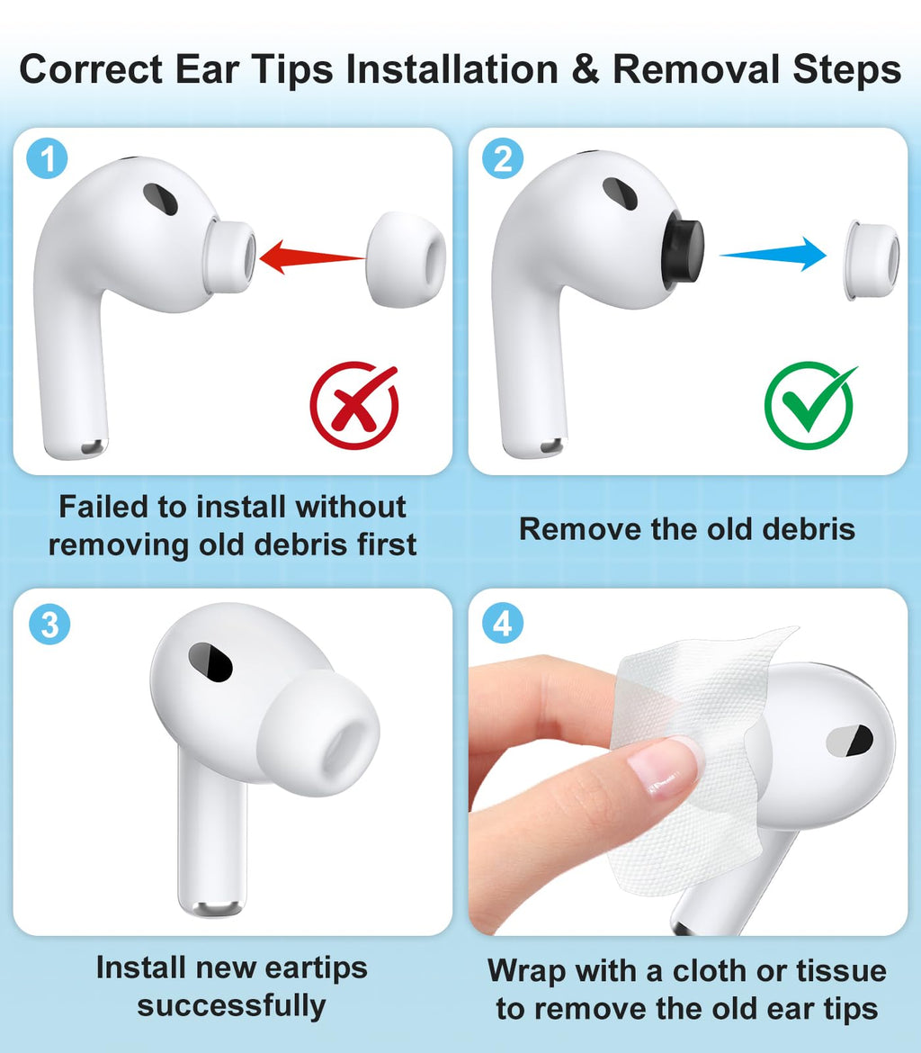 3 Pairs Replacement Ear Tips for AirPods Pro 2nd & 1st(Small, Black)