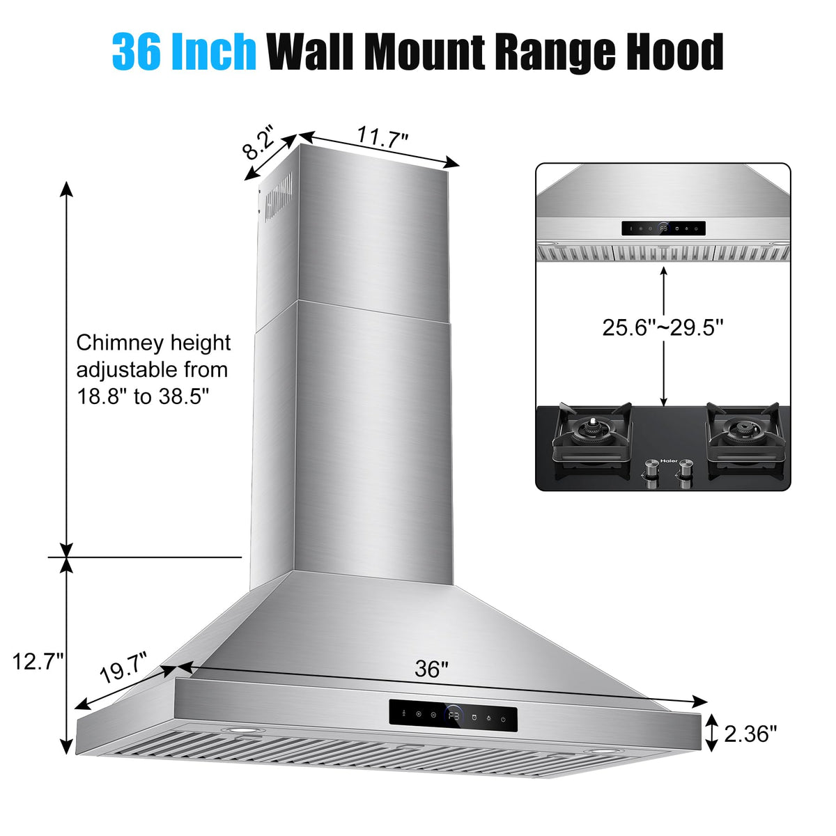 42 inch Range Hood Under Cabinet 1200 CFM Stainless Steel Stove Vent Hoods