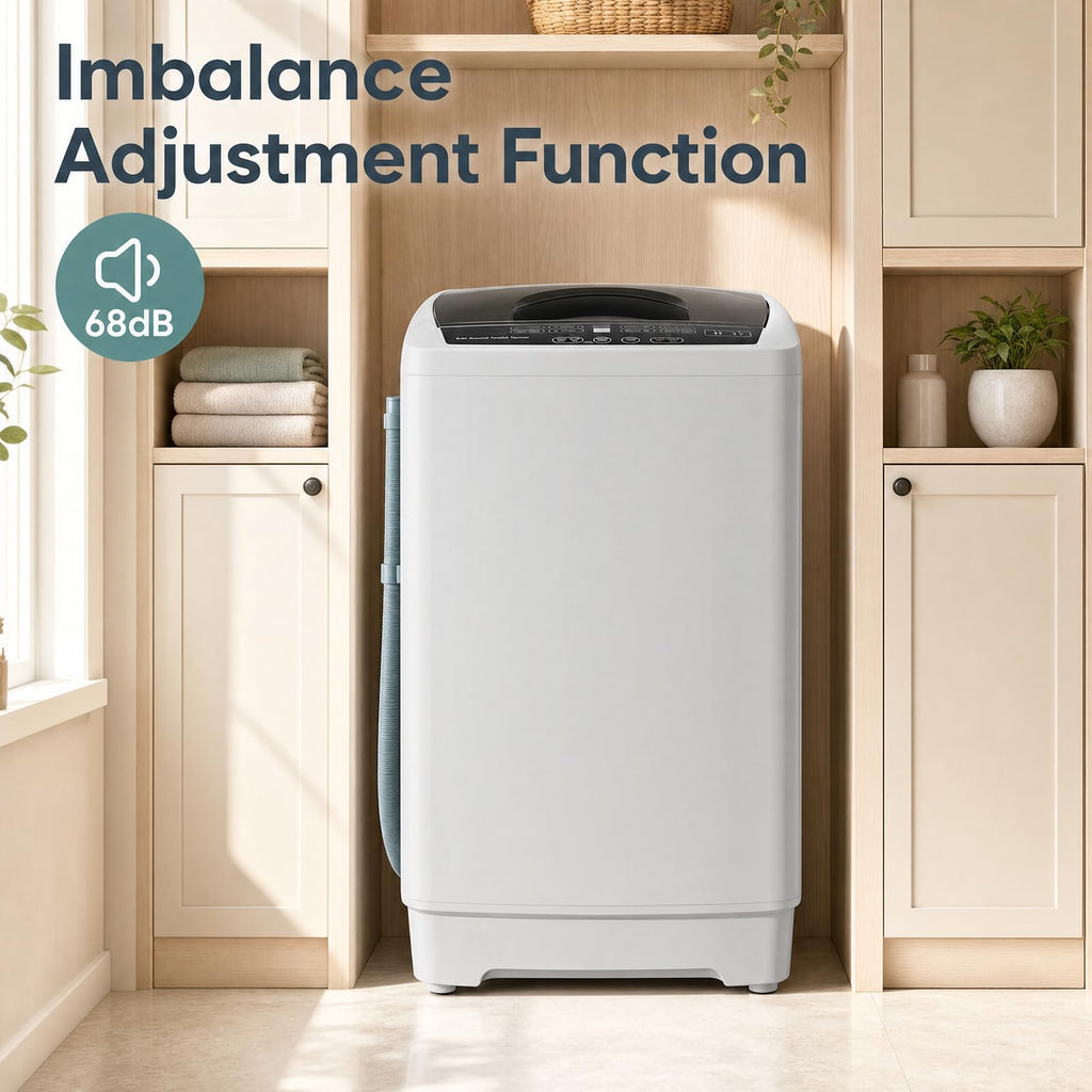 COSTWAY 8.8LBS Portable Washing Machine, Full-Automatic w/Drain Pump, White