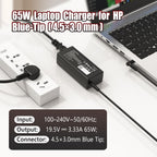 65W USB C Laptop Charger Compatible with HP Spectre Elitebook Chromebook